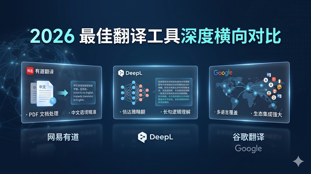 有道翻译、DeepL 还是谷歌翻译？2026年最佳翻译工具深度横向对比