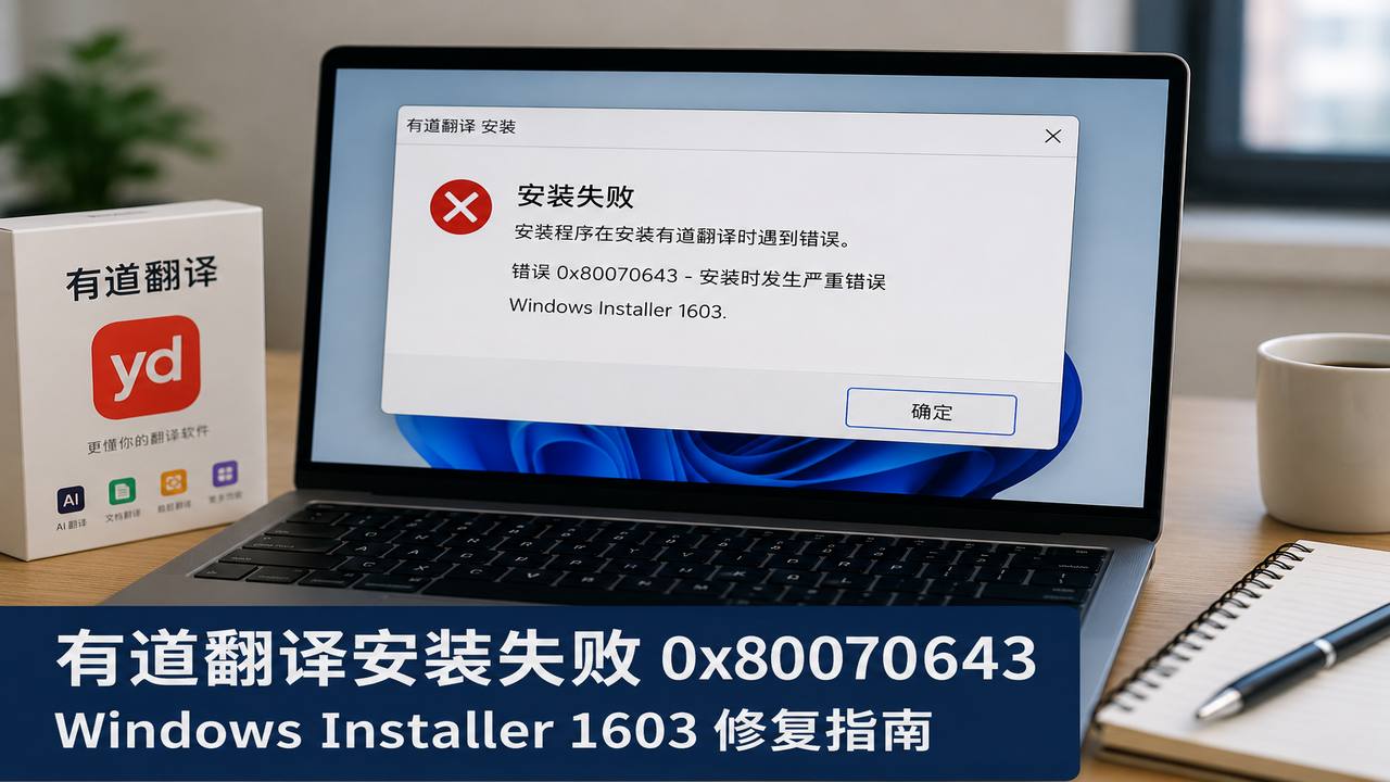 有道翻译安装失败0x80070643：Windows 11 Installer 1603与残留安装记录修复