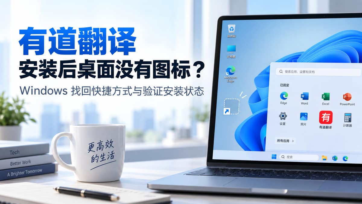 有道翻译安装后桌面没有图标？Windows找回快捷方式与验证安装状态