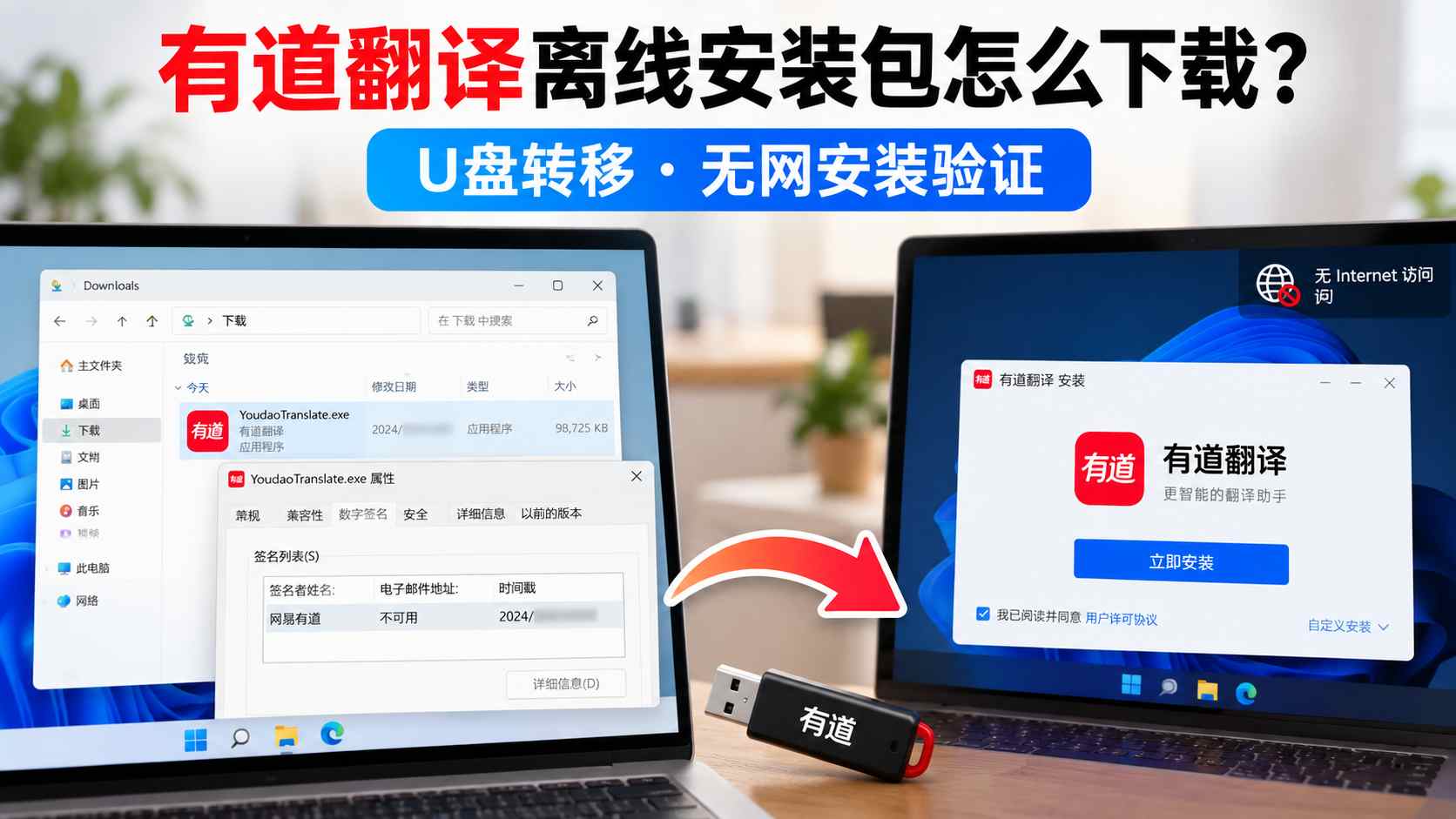 有道翻译离线安装包怎么下载？U盘转移与无网安装